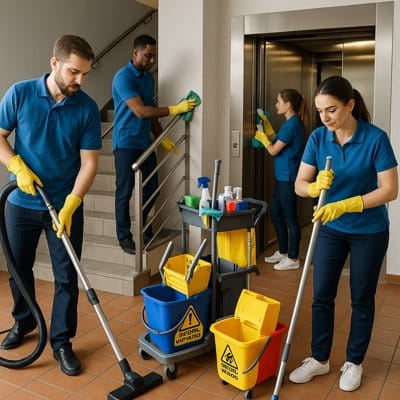 foto di uno staff pulizie condomini
