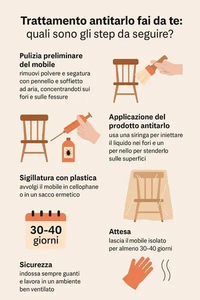 infografica trattamento anti tarlo fai da te